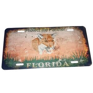 Florida Panther Metal License Plate Distressed Flat Florida Auto Logo New